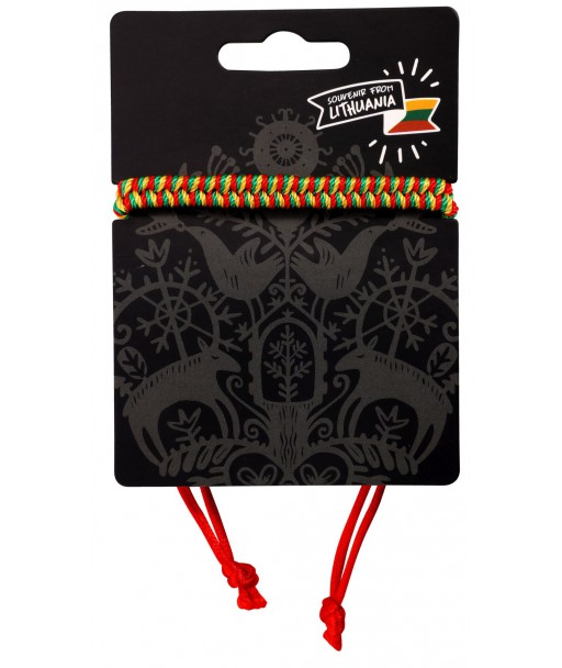 Dviejų juostų pinta trispalvė apyrankė iš virvelių